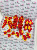School Bundle - 5 Matching Pairs - Clips - Red & Yellow Gold