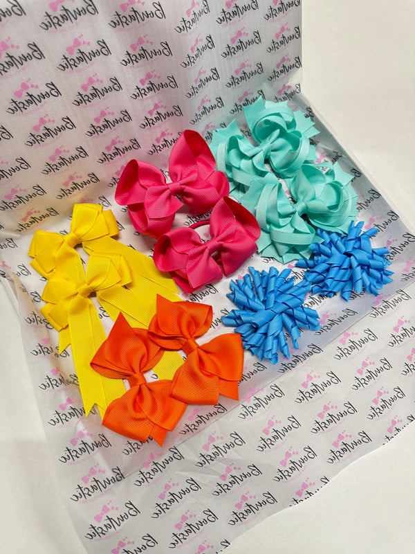 Surprise Bundle - Matching Pairs - Medium Bow/Bobbles Pairs - 10 Pack - Bright Colours