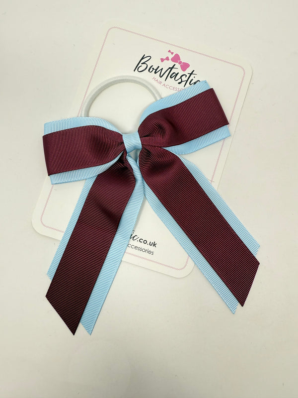 4.5 Inch Tail Bow Bobble - Burgundy & Blue Topaz