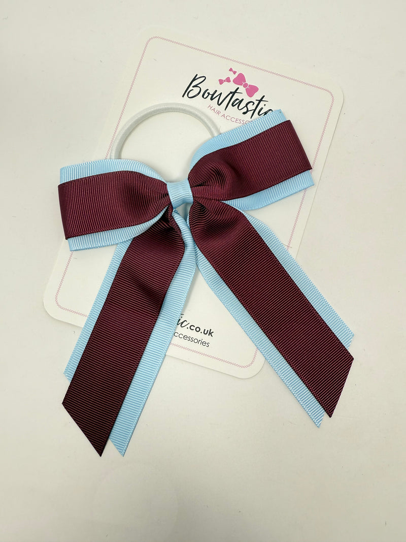 4.5 Inch Tail Bow Bobble - Burgundy & Blue Topaz