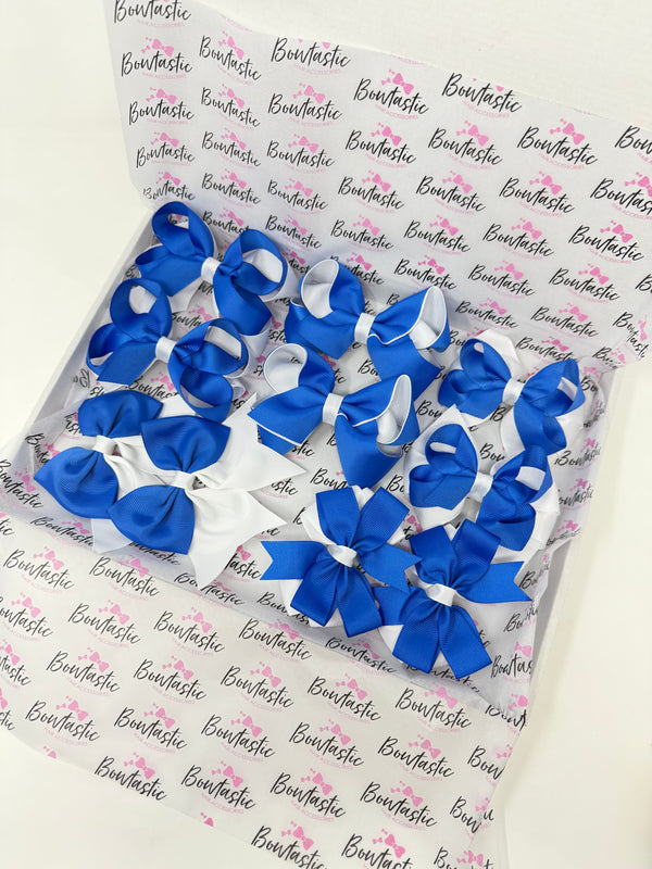 School Bundle - 10 Items - Matching Pairs - Royal Blue & White - Clips