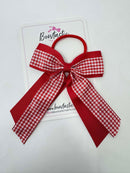 4.5 Inch Tail Bow Bobble - Red & Red Gingham
