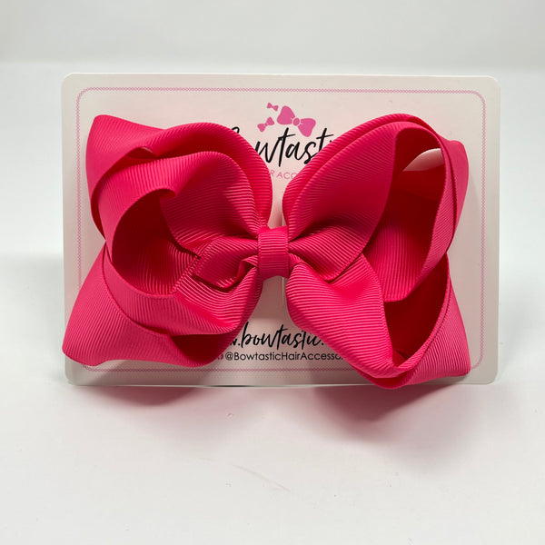5 Inch Double Bow - Shocking Pink