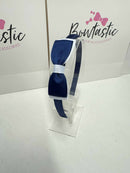3 Inch Flat Bow Alice Band - Navy & White