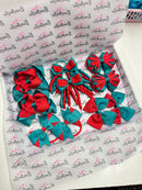 School Bundle - Matching Pairs - Clips & Bobble - Jade Green & Red