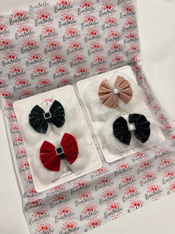 Christmas Bow Set - 4 x 4.5 inch Fluffy Bows