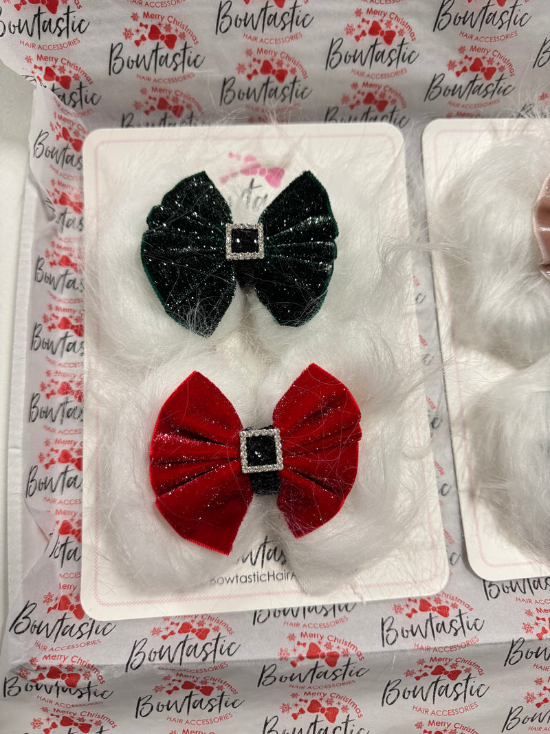 Christmas Bow Set - 4 x 4.5 inch Fluffy Bows