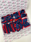 School Bundle - 5 Matching Pairs - Clips & Bobbles - Navy & Red