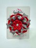 4 Inch Flower Bow - Red & Metal Grey