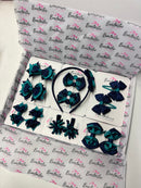 School Bundle - Matching Pairs - Clips & Alice Band - Jade Green & Navy