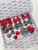 School Bundle - Matching Pairs - Clips & Bobbles - Red & Metal Grey
