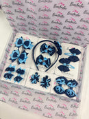 School Bundle - Matching Pairs - Clips & Alice Band - Navy & Blue Mist