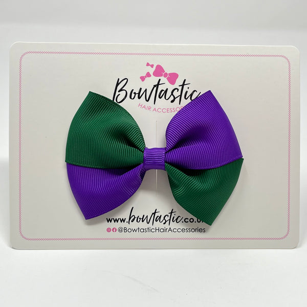 3 Inch Twist Bow - Forest Green & Purple