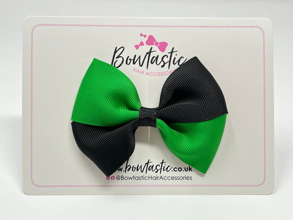 3 Inch Twist Bow - Emerald Green & Black