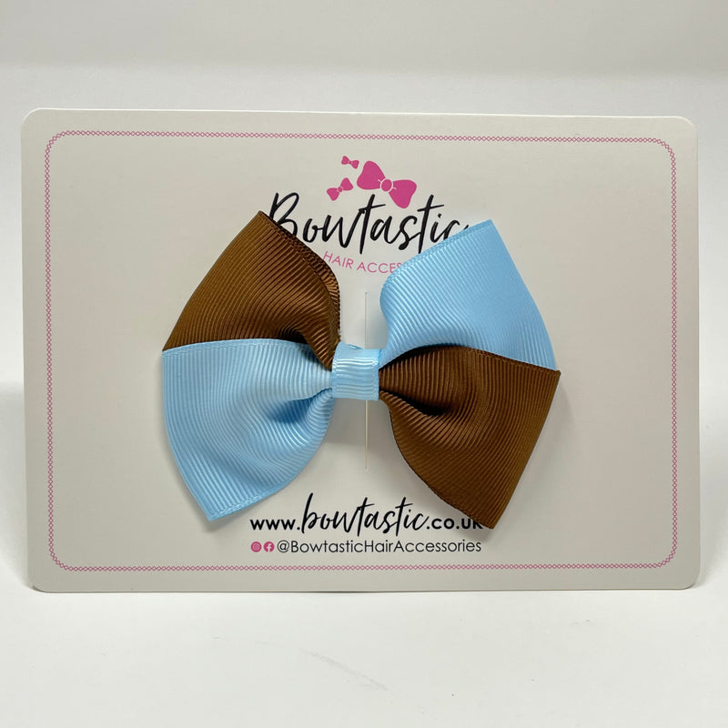 3 Inch Twist Bow - Turftan & Blue Topaz