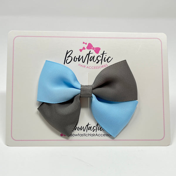 3 Inch Twist Bow - Blue Topaz & Metal Grey