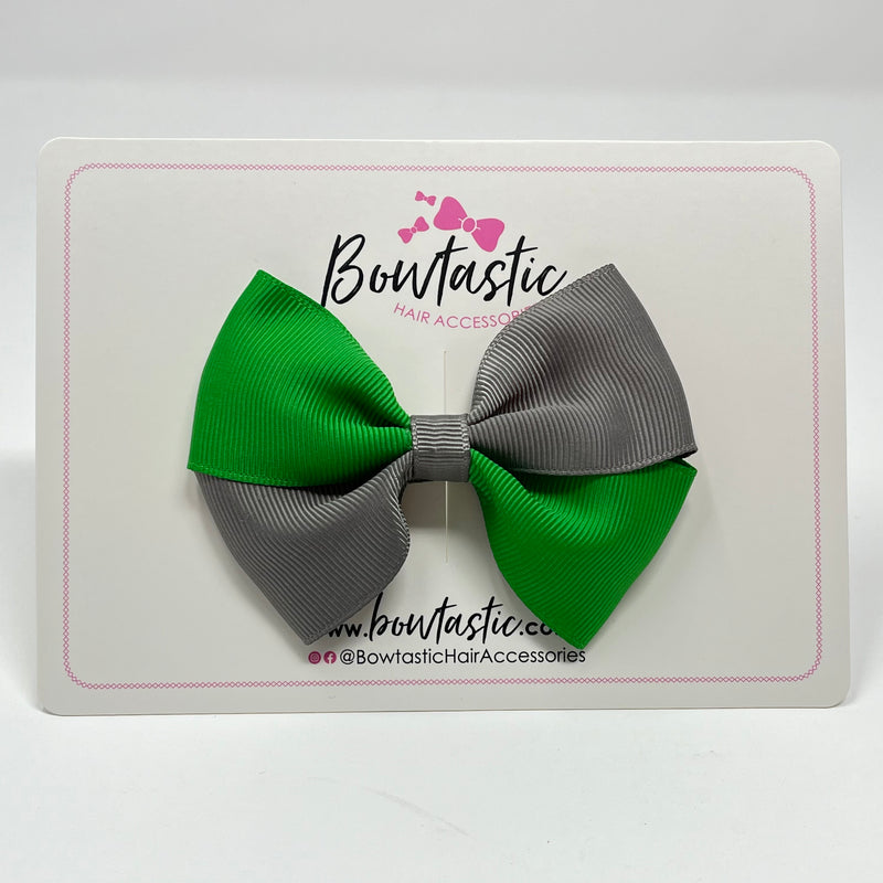 3 Inch Twist Bow - Emerald Green & Metal Grey