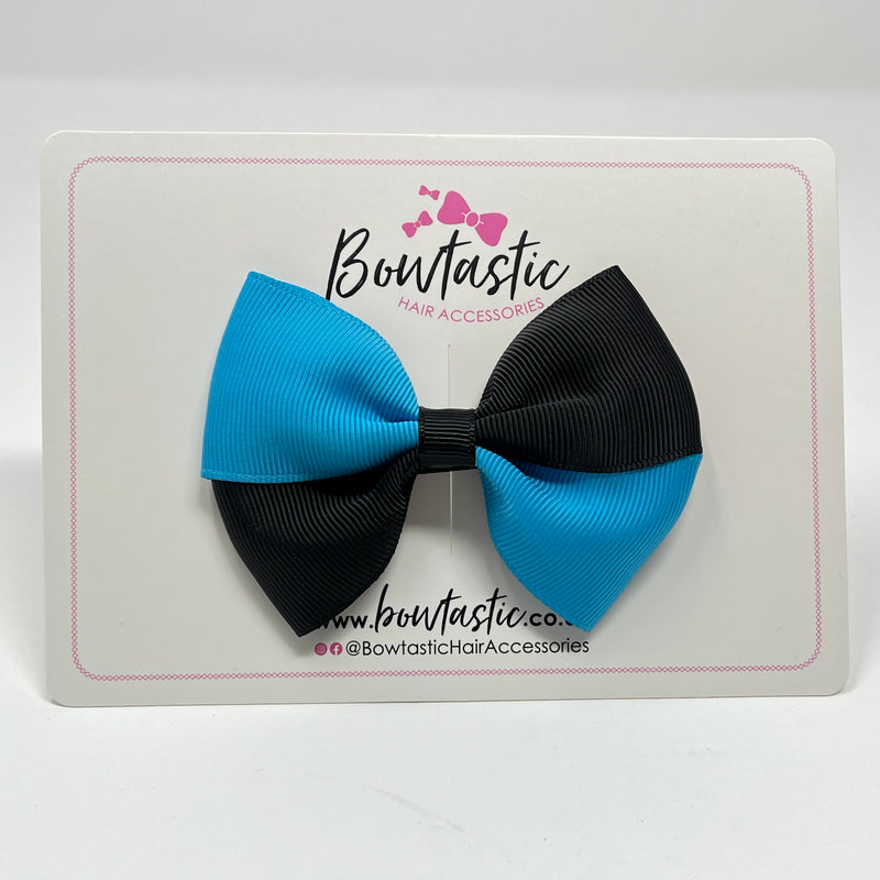 3 Inch Twist Bow - Turquoise & Black