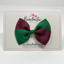 3 Inch Twist Bow - Burgundy & Forest Green
