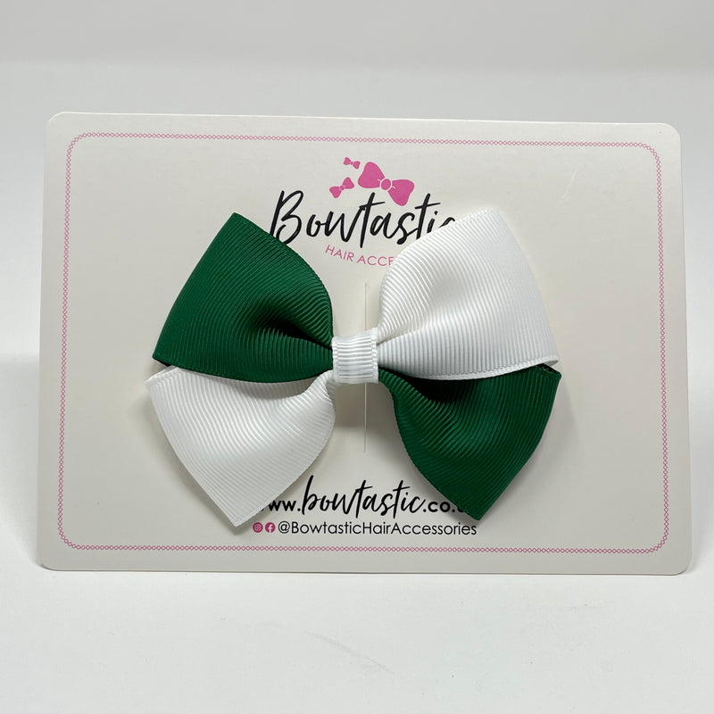 3 Inch Twist Bow - Forest Green & White