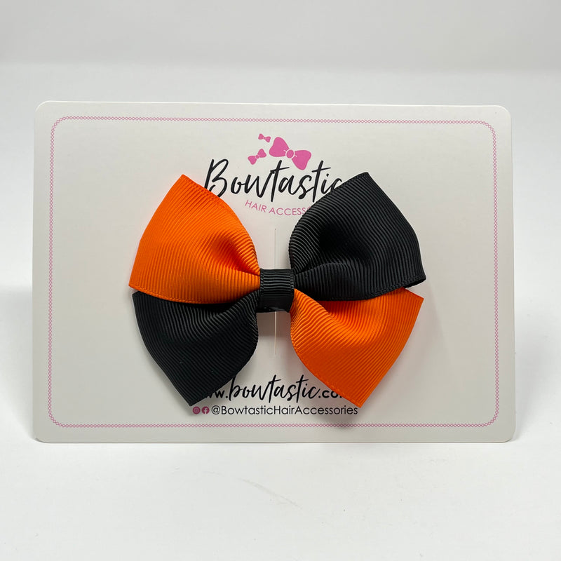 3 Inch Twist Bow - Orange & Black