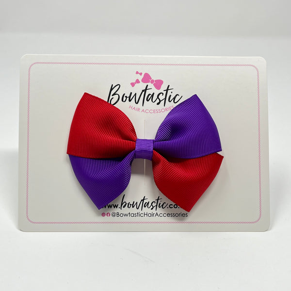 3 Inch Twist Bow - Red & Purple