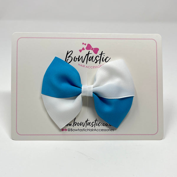 3 Inch Twist Bow - Turquoise & White