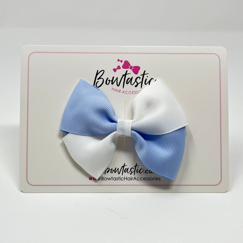 3 Inch Twist Bow - Bluebell & White