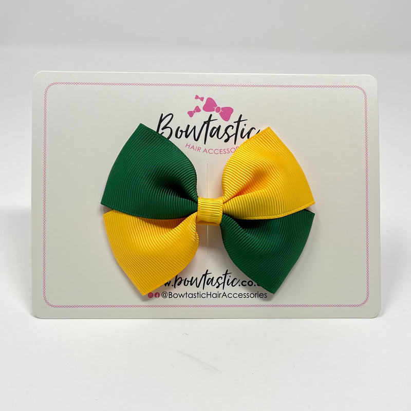 3 Inch Twist Bow - Forest Green & Yellow Gold