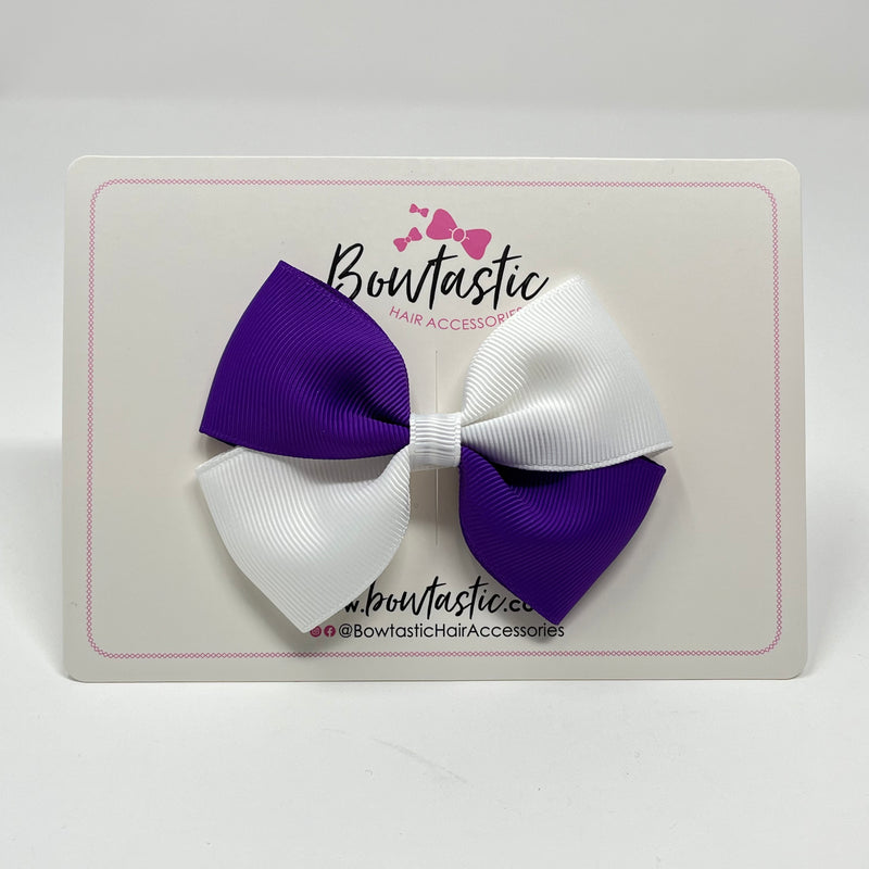 3 Inch Twist Bow - Purple & White