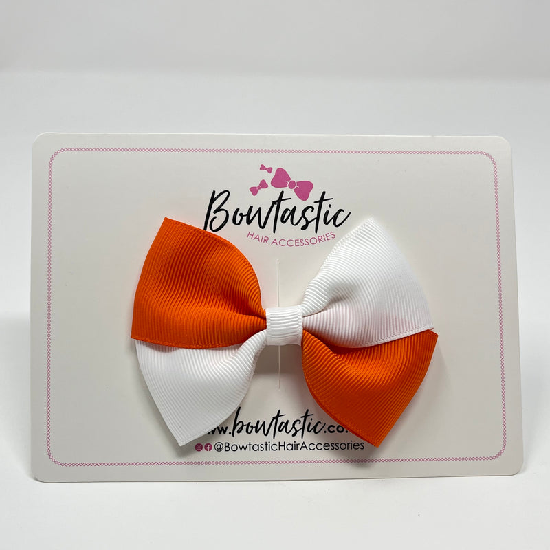 3 Inch Twist Bow - Orange & White