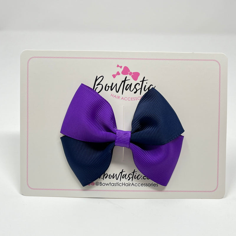 3 Inch Twist Bow - Purple & Navy