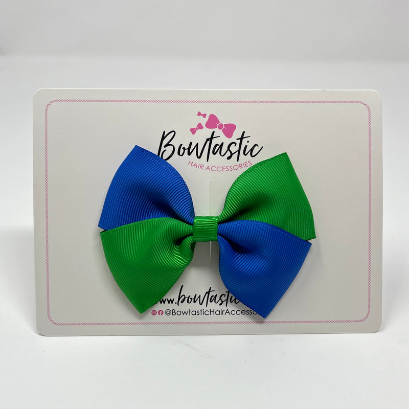 3 Inch Twist Bow - Royal Blue & Emerald Green