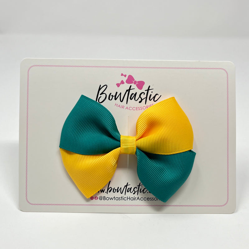 3 Inch Twist Bow - Jade Green & Yellow Gold