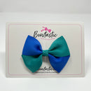 3 Inch Twist Bow - Royal Blue & Jade Green