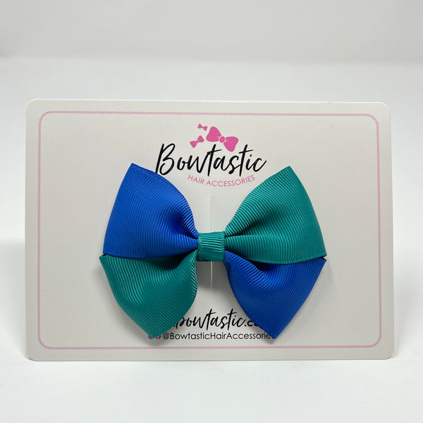 3 Inch Twist Bow - Royal Blue & Jade Green