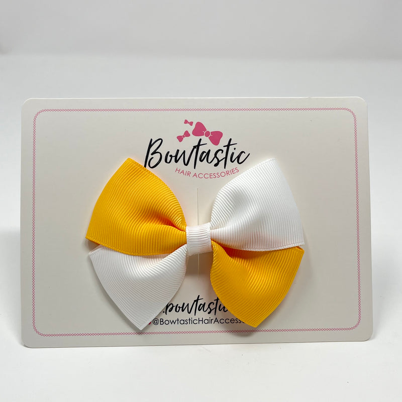 3 Inch Twist Bow - Yellow Gold & White