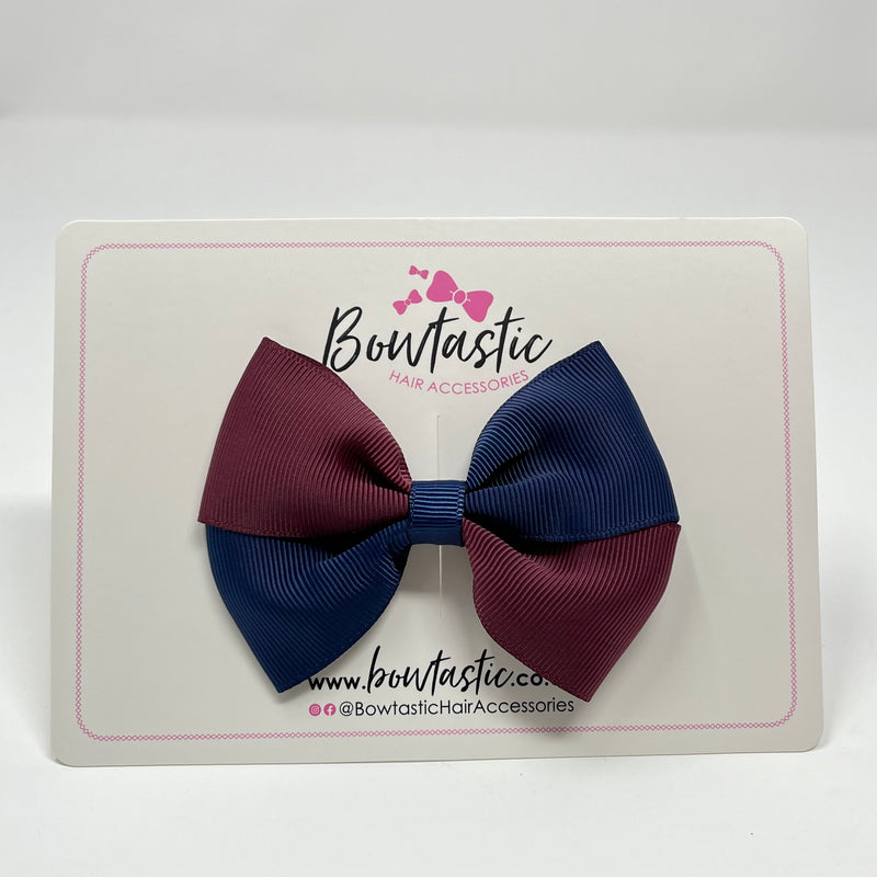 3 Inch Twist Bow - Burgundy & Navy