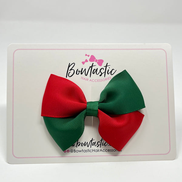 3 Inch Twist Bow - Red & Forest Green