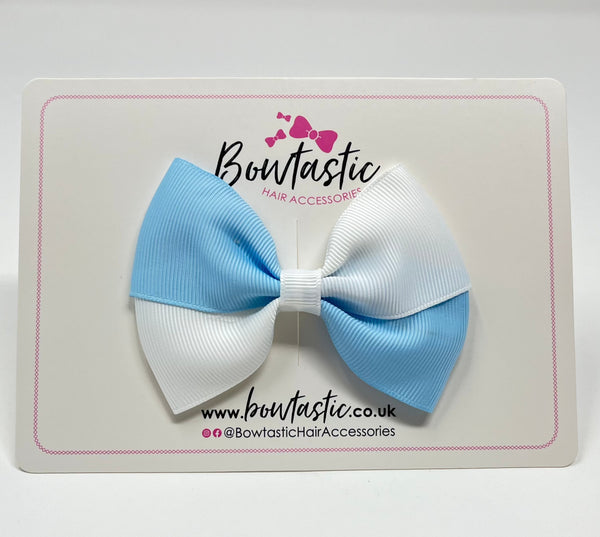 3 Inch Twist Bow - Blue Topaz & White