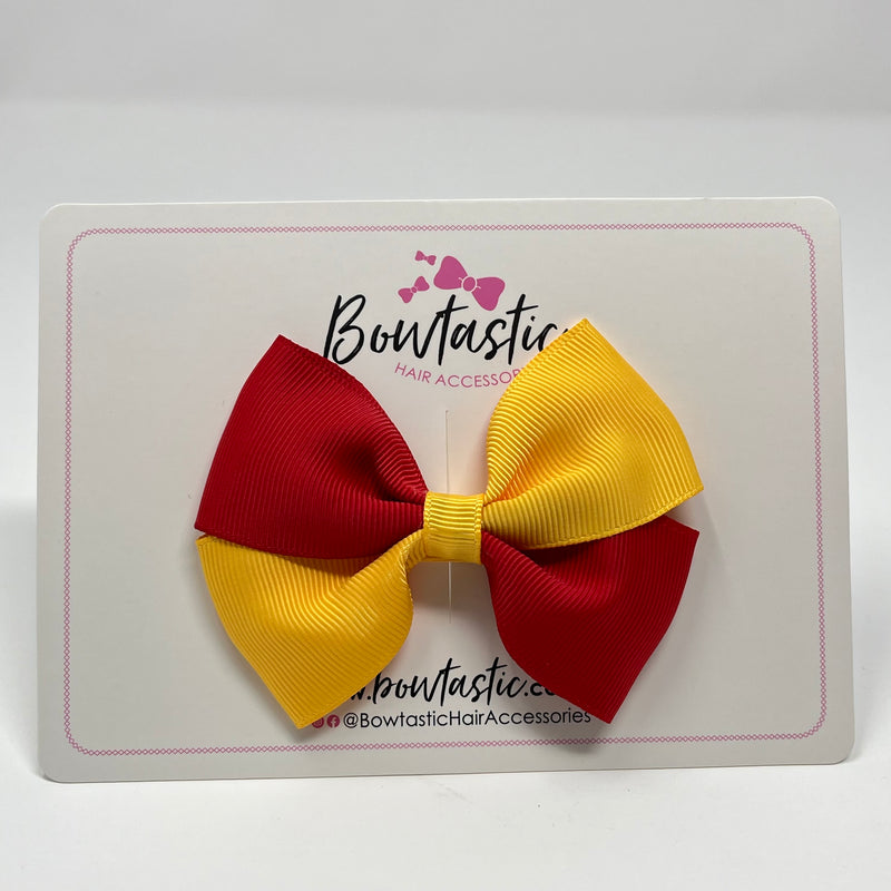 3 Inch Twist Bow - Red & Yellow Gold