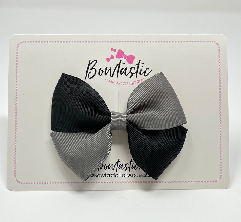 3 Inch Twist Bow - Black & Metal Grey