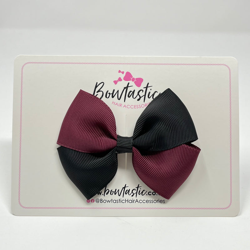 3 Inch Twist Bow - Burgundy & Black