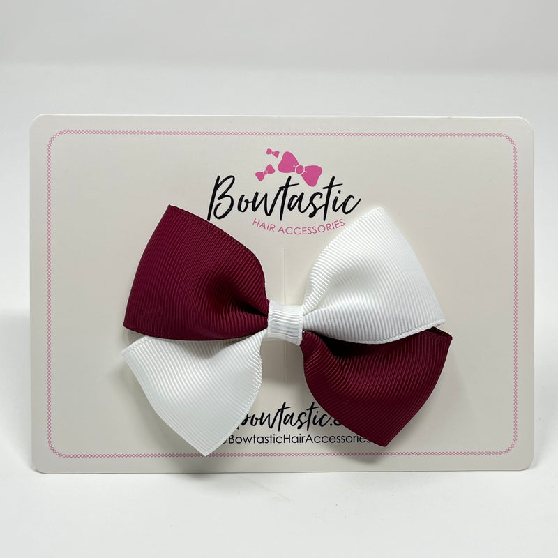 3 Inch Twist Bow - Wine & White