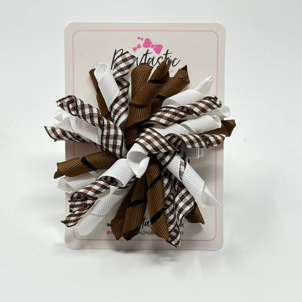 3.5 Inch Corker Bow - Brown & White Gingham