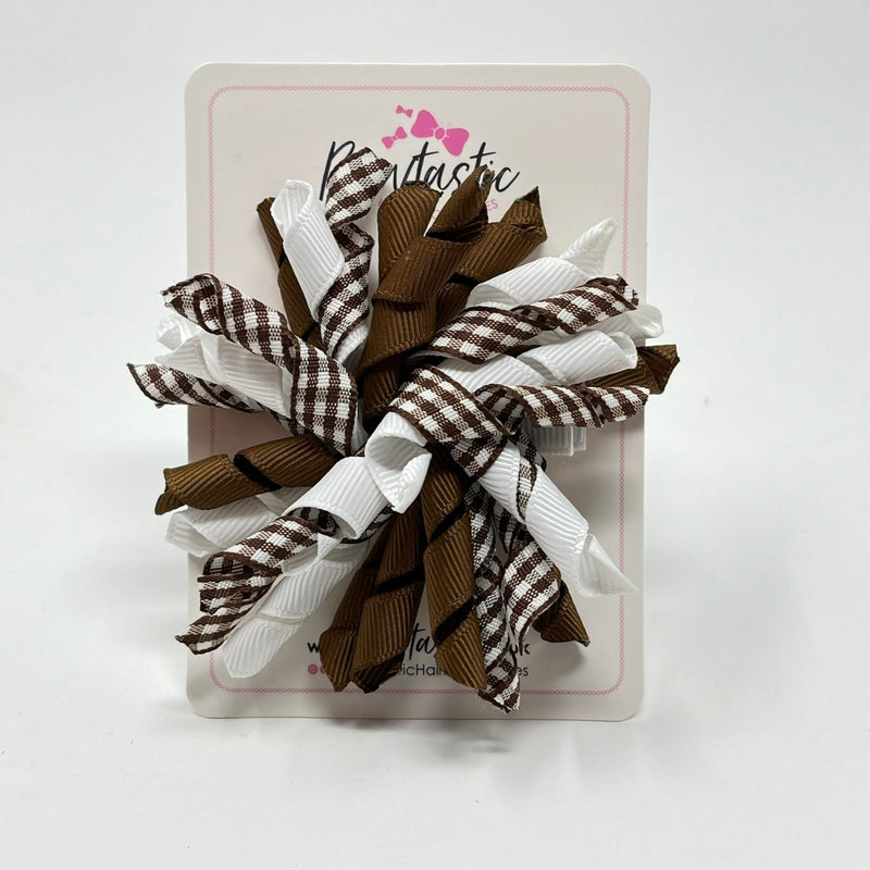 3.5 Inch Corker Bow - Brown & White Gingham