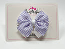 3.5 Inch 2 Layer Butterfly Bow - Lilac & White Gingham
