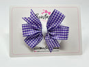 3.5 Inch Flat Double Bow - Purple & White Gingham
