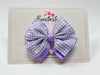 3.5 Inch 2 Layer Butterfly Bow - Lilac & Lilac Gingham