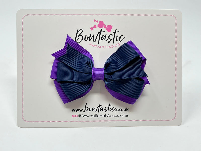 3.25 Inch Flat Bow Style 2 - Purple & Navy